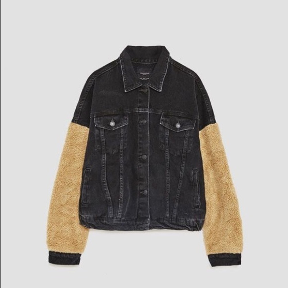 Zara Sherpa & Denim Jacket Size Medium